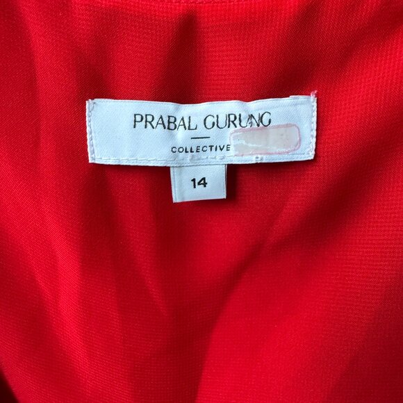 Prabal Gurung Cherry Red Ruffled Cocktail Sheath Midi Dress in Women's 14 - Picture 3 of 10